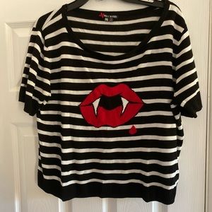 Lips and Fang Striped Top